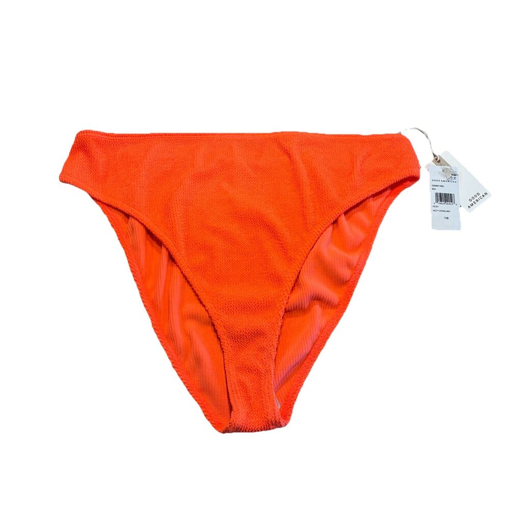 Good American Always Fits Good Waist Bikini Bottom Size 7/8 Hot Coral Orange New